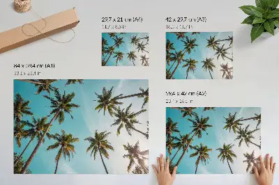 Poster palmeiras contra um fundo azul com atmosfera tranquila da natureza