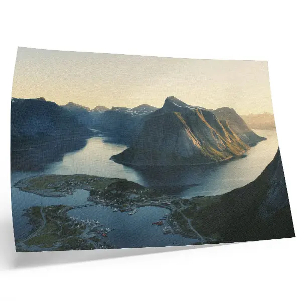 Poster para sala fiordes montanhas e pôr do sol na natureza