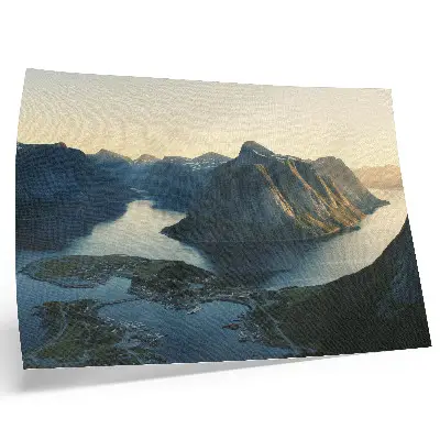 Poster para sala fiordes montanhas e pôr do sol na natureza