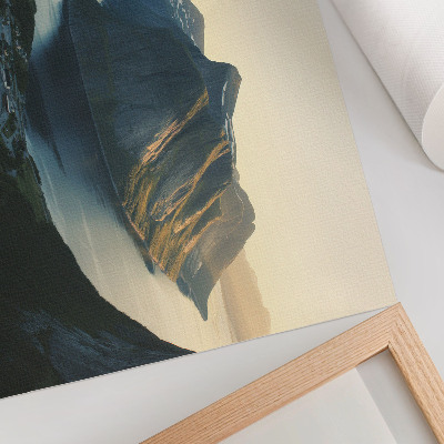 Poster para a sala Fiordes, montanhas, água, pôr do sol, harmonia da natureza