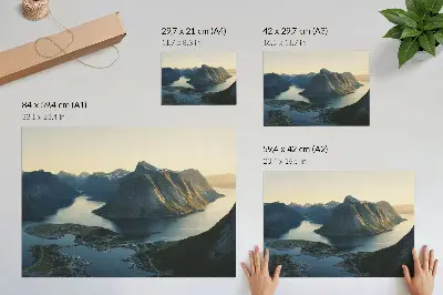Poster para sala fiordes montanhas e pôr do sol na natureza