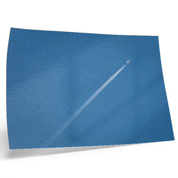 Poster para a sala Avião em um fundo azul celeste com atmosfera dinâmica.
