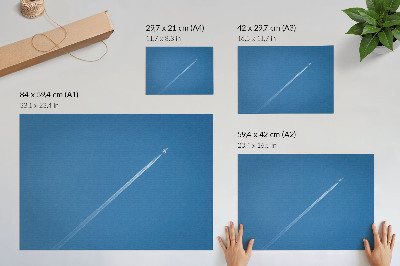 Poster para a sala Avião em um fundo azul celeste com atmosfera dinâmica.