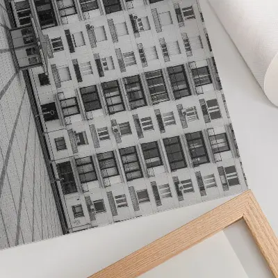 Poster em tela edifício moderno com varandas e uma praça