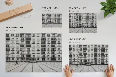 Poster em tela edifício moderno com varandas e uma praça