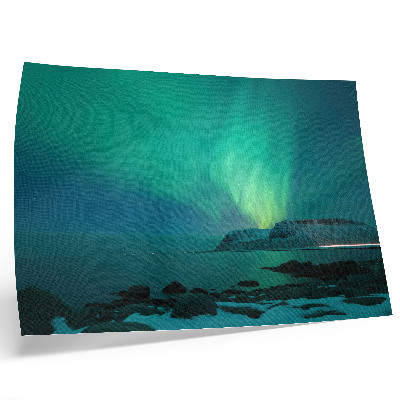 Poster em tela Aurora verde, luzes cintilantes, superfície calma