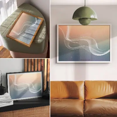 Poster mural com ondas em tons pastel para uma elegância sutil e harmoniosa