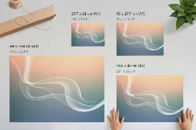 Poster mural com ondas em tons pastel para uma elegância sutil e harmoniosa