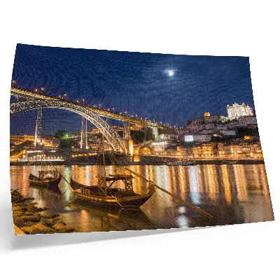 Poster para sala ponte à noite com luzes e barcos na água