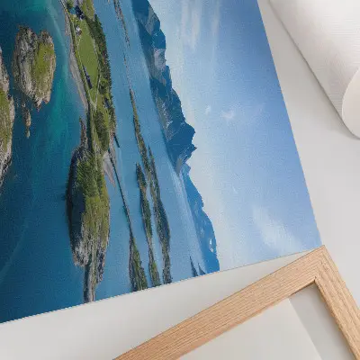 Poster para sala com ilhas, montanhas, céu azul e vegetação verde