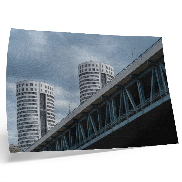 Poster mural Ponte e arranha-céus: modernidade, simetria, elegância.