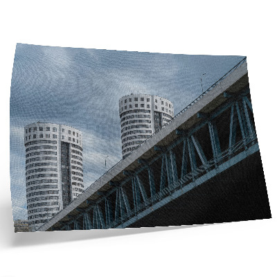 Poster mural Ponte e arranha-céus: modernidade, simetria, elegância.