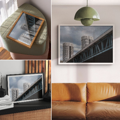 Poster mural Ponte e arranha-céus: modernidade, simetria, elegância.