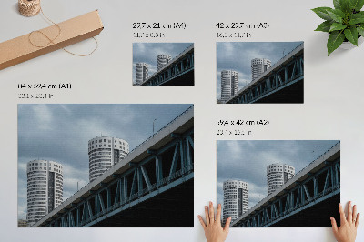 Poster mural Ponte e arranha-céus: modernidade, simetria, elegância.