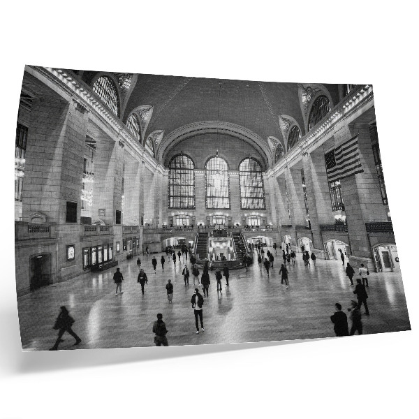 Poster em tela Interior elegante com grandes janelas e escadaria central.