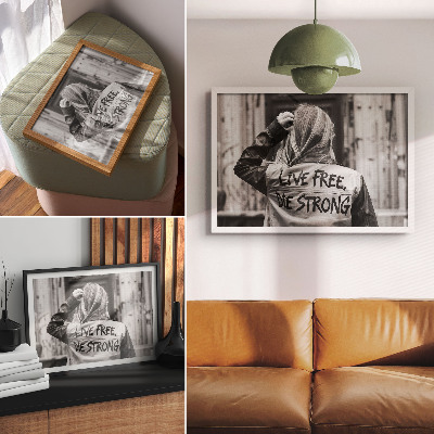 Poster mural Jaqueta preta com inscrições, composição marcante, contraste