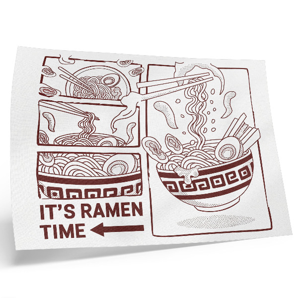 Poster Ramen estilo história em quadrinhos com vapor