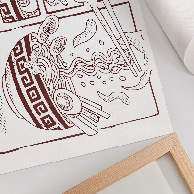 Poster Ramen estilo história em quadrinhos com vapor
