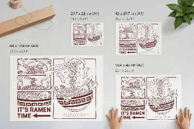 Poster Ramen estilo história em quadrinhos com vapor