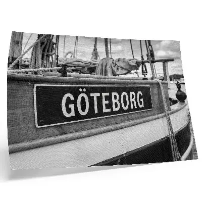 Poster para sala detalhe de barco retrô em preto e branco