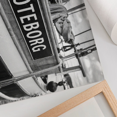 Poster para a sala Detalhe de um barco retrô em preto e branco