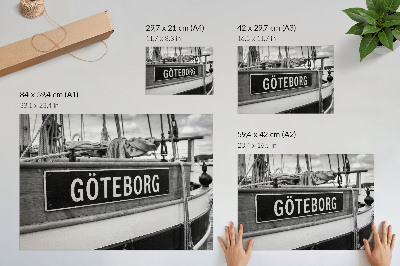 Poster para a sala Detalhe de um barco retrô em preto e branco