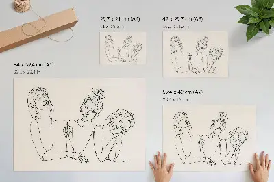 Poster para sala linhas em preto e branco com delicadas figuras íntimas