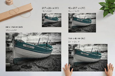 Poster Barco na praia paz sonho aventura