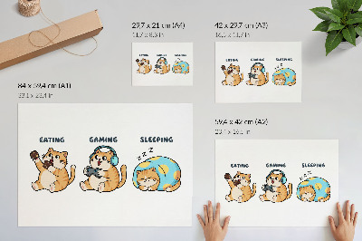 Poster para a sala Ilustrações engraçadas de gatos fofos e divertidos