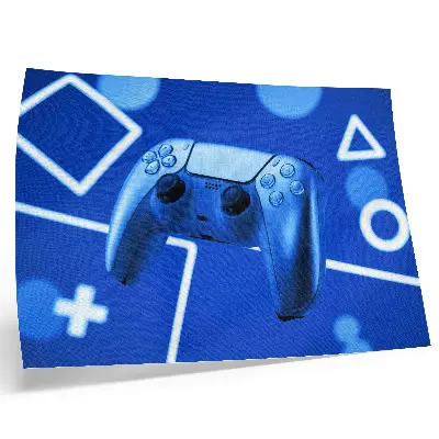 Pôster mural fundo geométrico azul de controle de videogame