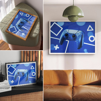Poster mural fundo geométrico azul de controlador de jogo