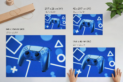 Poster mural fundo geométrico azul de controlador de jogo