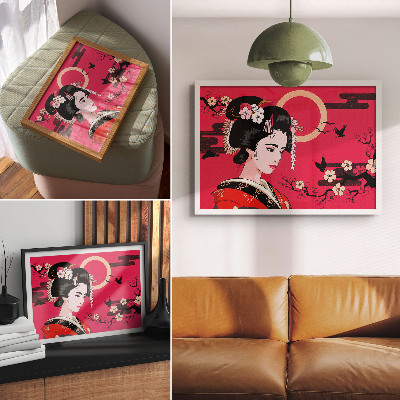 Poster em tela Motivos orientais, composição floral moderna