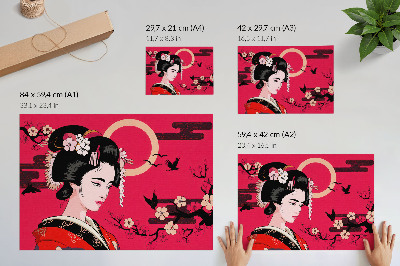 Poster em tela Motivos orientais, composição floral moderna