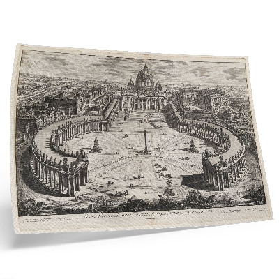 Poster em tela O pátio em frente ao Vaticano com duas longas colunatas curvas encimadas por esculturas.