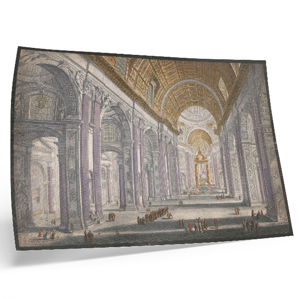 Poster mural Gezicht op het interieur van de Sint Pietersbasiliek te Vaticaanstad por anônimo e Giovanni Battista Piranesi