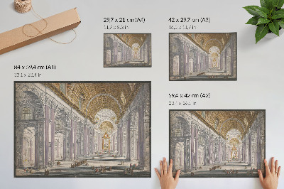 Poster mural Gezicht op het interieur van de Sint Pietersbasiliek te Vaticaanstad por anônimo e Giovanni Battista Piranesi
