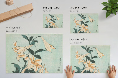 Poster mural Lírios (ca. 1833–1834) em alta resolução por Katsushika Hokusai