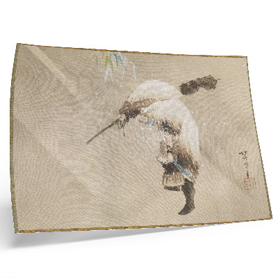 Poster Um pescador carregando uma rede na neve (cerca de 1821) em alta resolução por Katsushika Hokusai