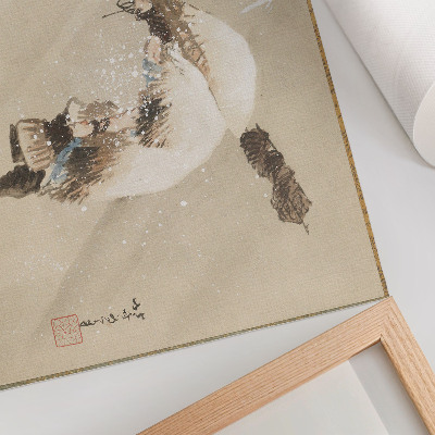 Poster Um pescador carregando uma rede na neve (cerca de 1821) em alta resolução por Katsushika Hokusai