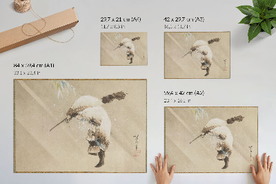 Poster Um pescador carregando uma rede na neve (cerca de 1821) em alta resolução por Katsushika Hokusai