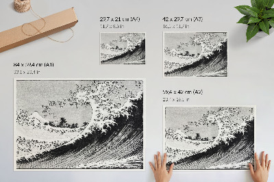 Poster em tela Cem Vistas do Monte Fuji (1835) de Hokusai, gravura japonesa vintage em madeira