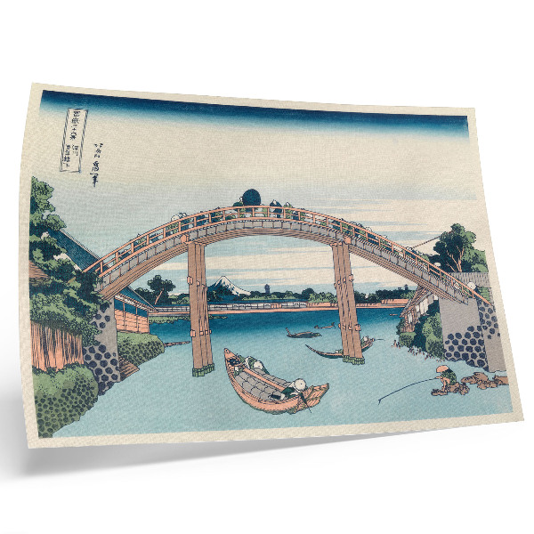 Poster Vista debaixo da ponte Mannenbashi em Fukagawa, 1985, por Katsushika Hokusai