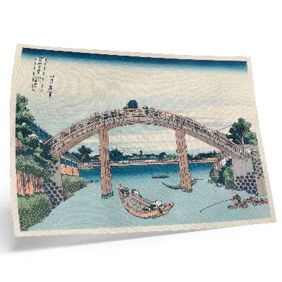 Pôster de Vista debaixo da ponte Mannenbashi em Fukagawa, 1985, por Katsushika Hokusai