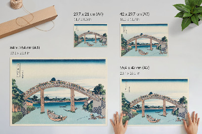 Poster Vista debaixo da ponte Mannenbashi em Fukagawa, 1985, por Katsushika Hokusai
