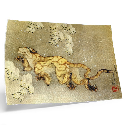 Poster em tela Katsushika Hokusai (1760–1849), Tigre na Neve. Pergaminho suspenso, tinta e cor sobre seda, 1849.