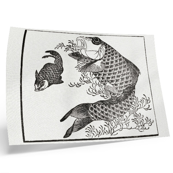 Poster para a sala A carpa de Hokusai, uma ilustração japonesa de um animal.