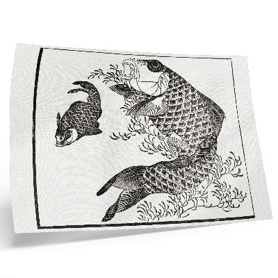 Poster para a sala A carpa de Hokusai, uma ilustração japonesa de um animal.