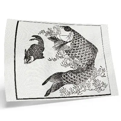 Poster A Carpa de Hokusai ilustração japonesa de um animal para sala