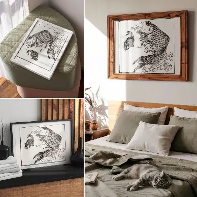 Poster A Carpa de Hokusai ilustração japonesa de um animal para sala